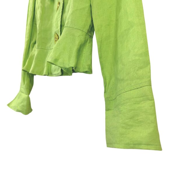 Vintage | Joseph Ribkoff | 6 | Ruffled Collar Blazer | Green | Y2K | Feminine - Picture 5 of 16